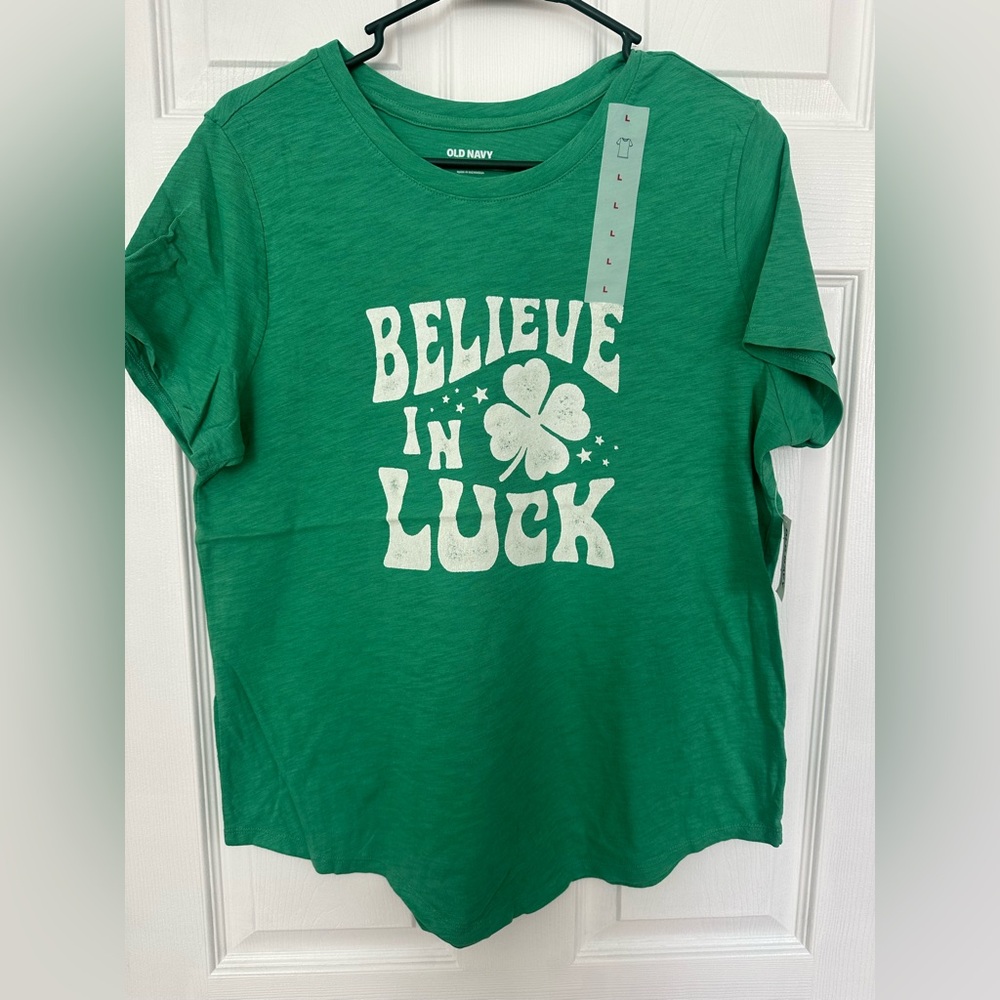 Old Navy Green Tee with Lucky Print